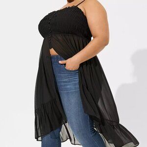 Black Gauzy Fly-away Top Torrid Size 00